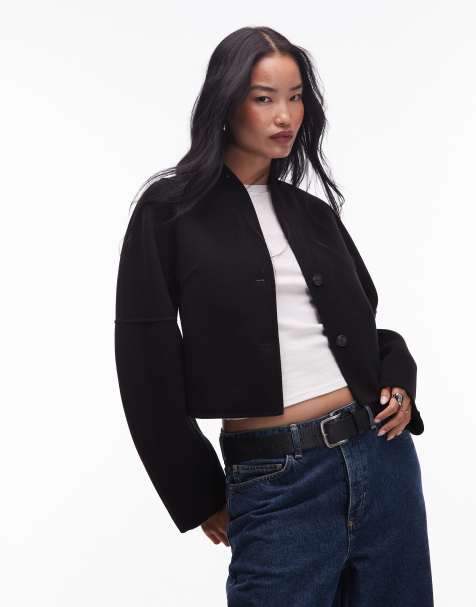 & Other Stories wool mock neck  jacket in black - view 1