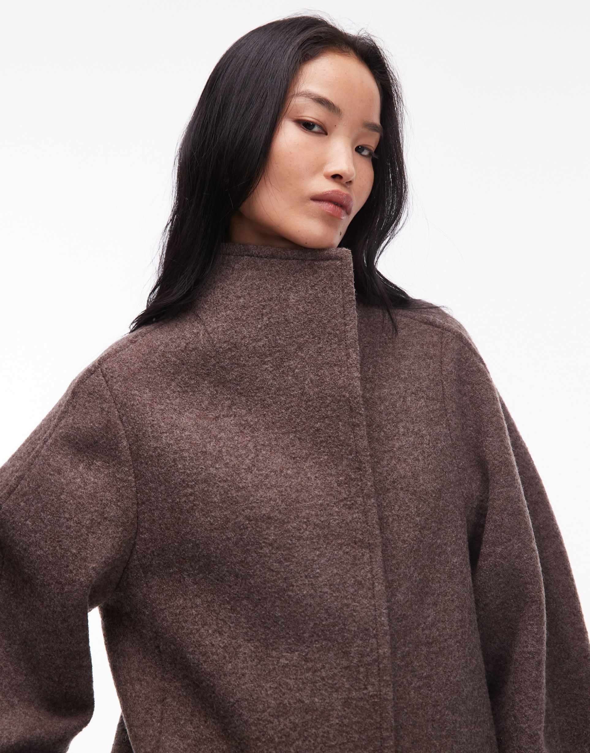 & other stories wool mock neck short jacket in light brown