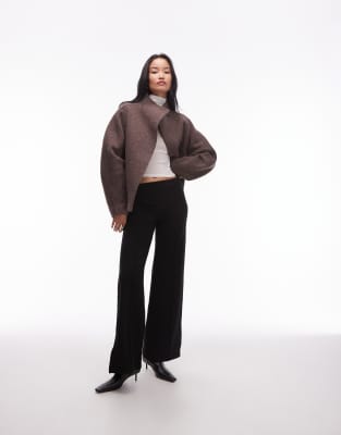 & Other Stories Wool Mock Neck Short Jacket In Brown