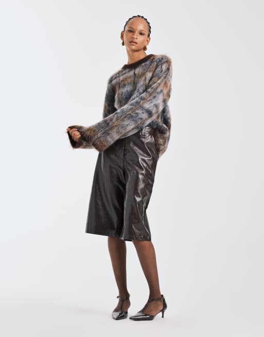 & Other Stories wool mohair blend plaid sweater in gray