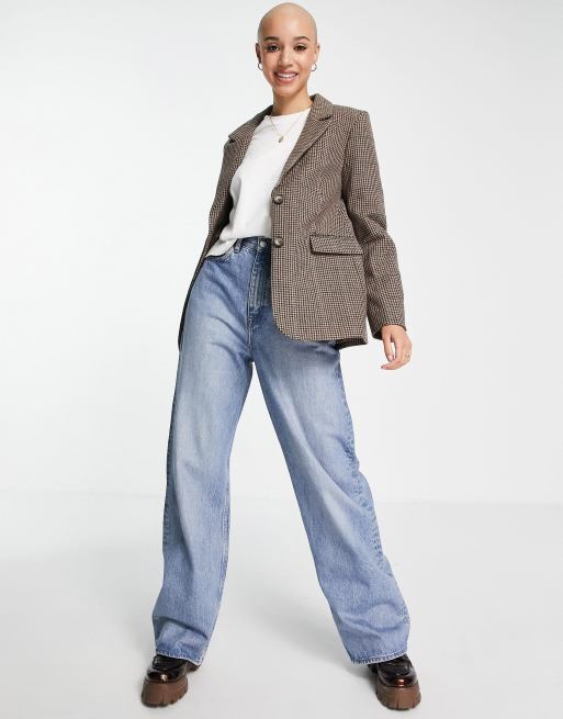 & Other Stories wool plaid blazer in brown - BROWN