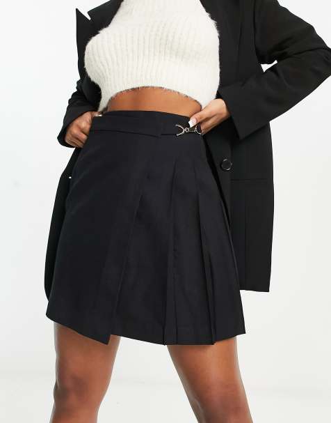 & Other Stories wool pleated wrap mini skirt in black - view 1