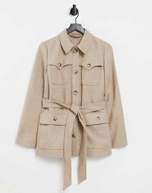 Beige 2025 belted jacket