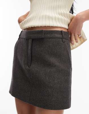 & Other Stories Wool Rich Herringbone Mini Skirt In White