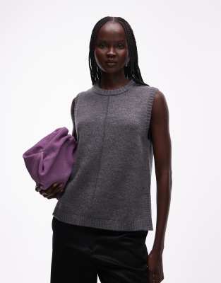 & Other Stories Wool Rich Lightweight Crew Neck Knit Vest In Gray