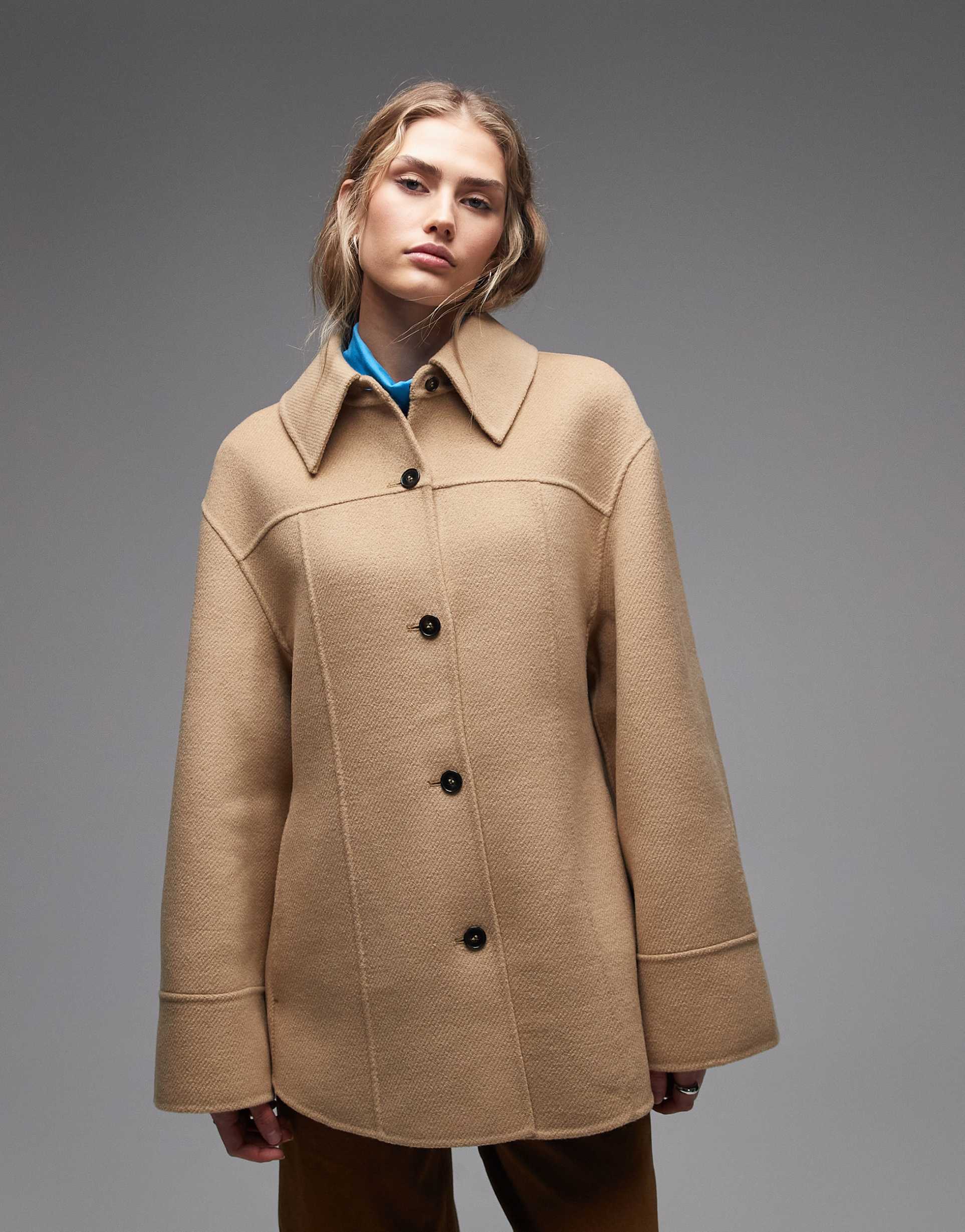 & other stories wool rich short collared jacket in brown