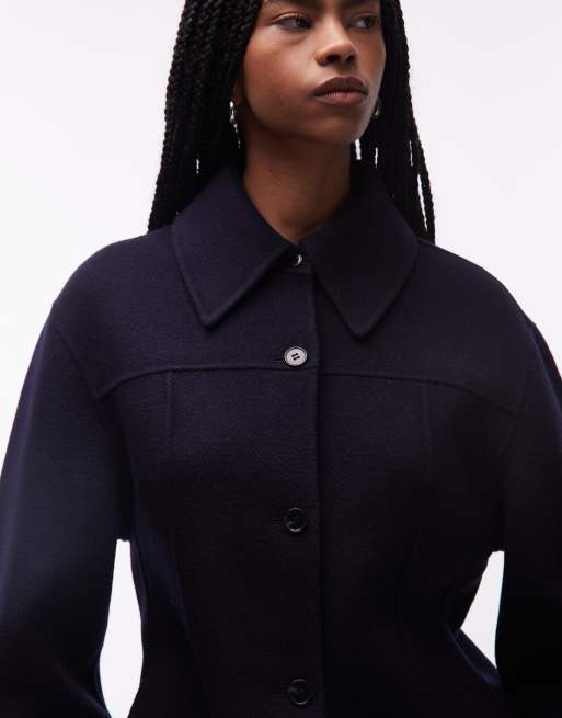 & Other Stories wool rich short collared jacket in dark blue | ASOS