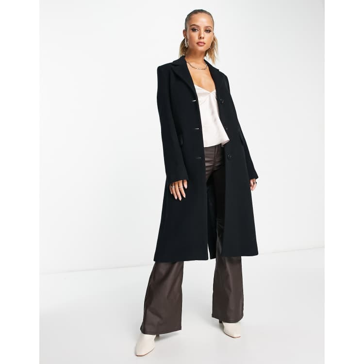 Long black womens wool on sale coat