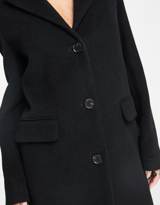 Black wool 2025 single breasted coat