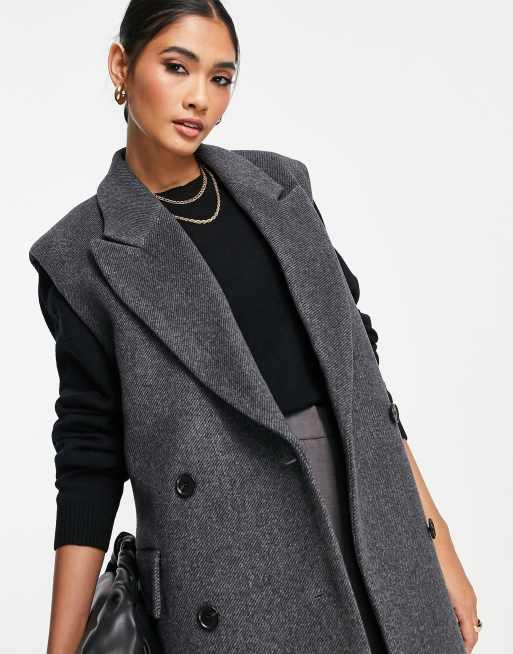 Other Stories wool tailored sleeveless coat in dark grey LGREY