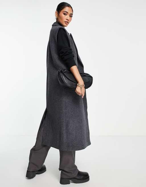 Other Stories wool tailored sleeveless coat in dark grey LGREY