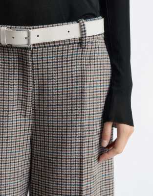 & Other Stories Wool Tailored Wide Leg Pants Dark Beige Check - Part Of A Set-neutral In Multi