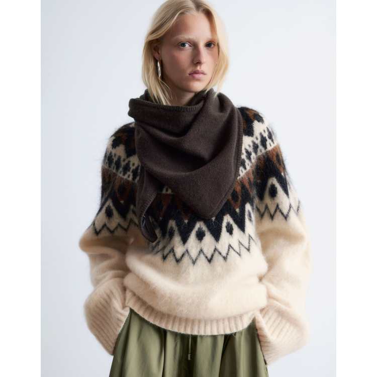 Other Stories wool triangle scarf in dark brown ASOS