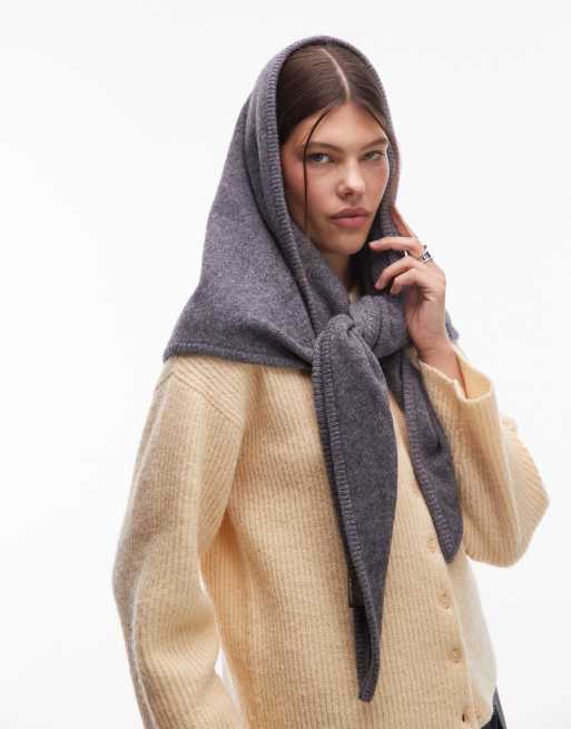 & Other Stories wool triangle scarf in dark gray
