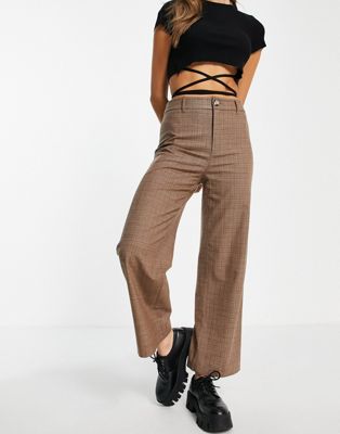 & Other Stories wool trousers in beige check