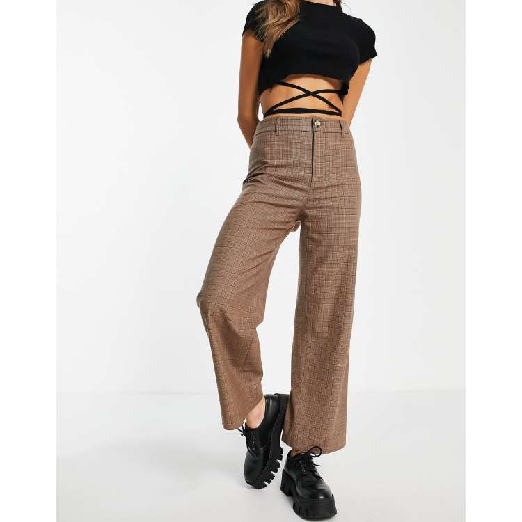 Other stories wide leg store trousers in green check