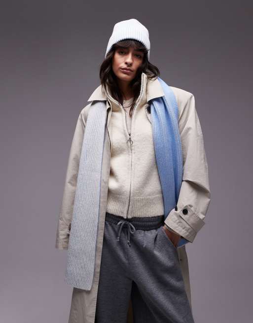 & Other Stories wool two tone scarf in blue, 2 of 4