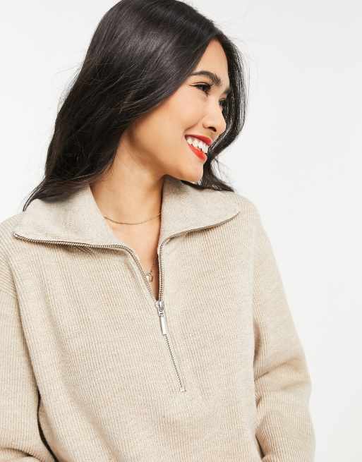 zip front knit jumper