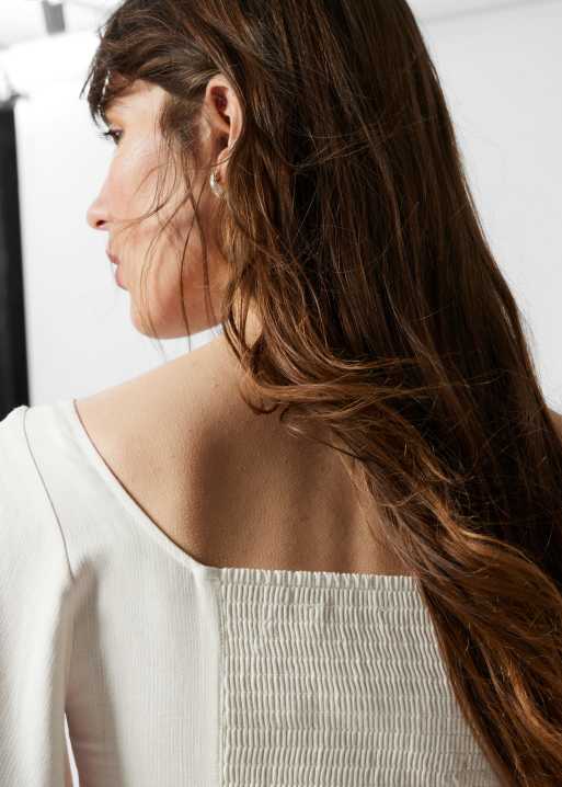 & Other Stories woven corset blouse with volume sleeves in off-white, 2 of 3