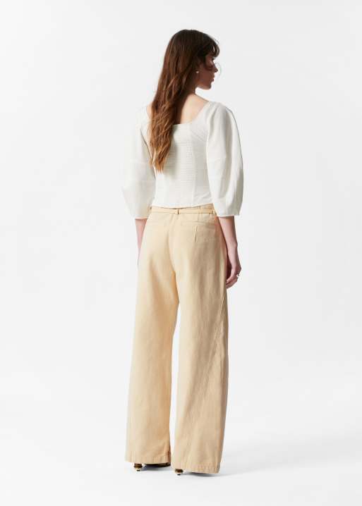 & Other Stories woven corset blouse with volume sleeves in off-white, 3 of 3
