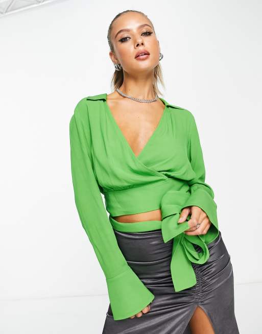 & Other Stories wrap blouse in green