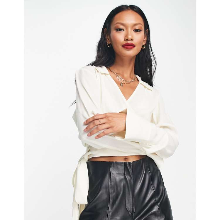 White satin store wrap blouse