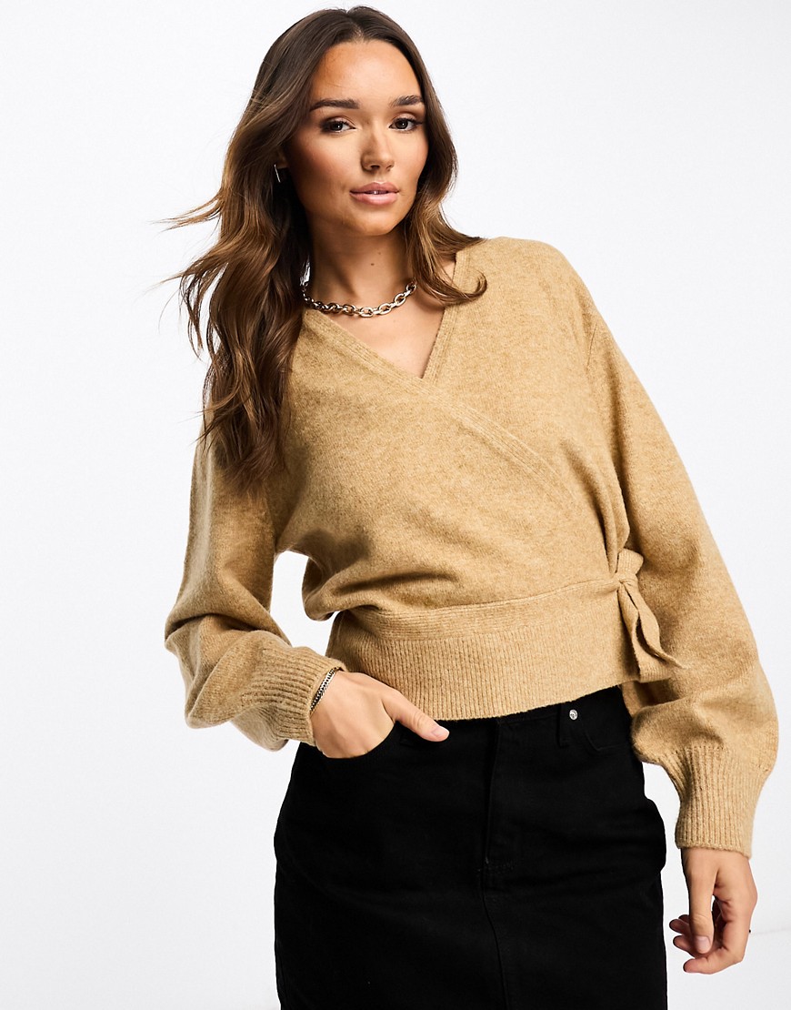 Other Stories &  Wrap Cardigan In Light Brown Melange Exclusive To Asos