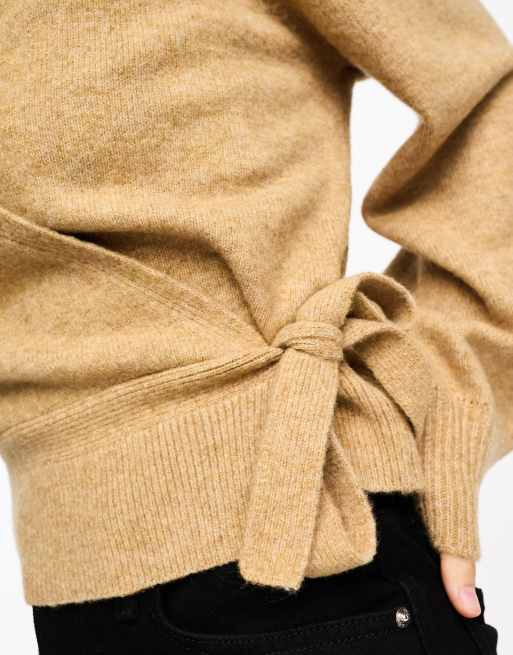 & Other Stories wrap cardigan in light brown melange exclusive to ASOS, 4 of 4