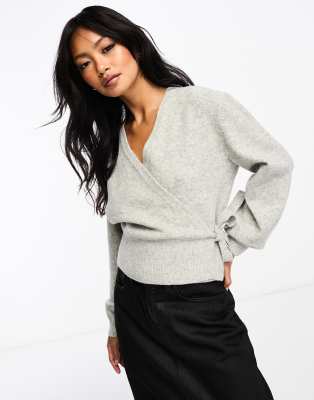  Other Stories mock neck sweater in beige melange