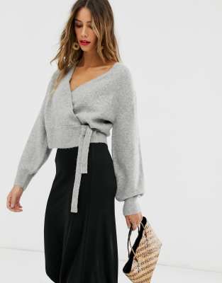 gray wrap sweater