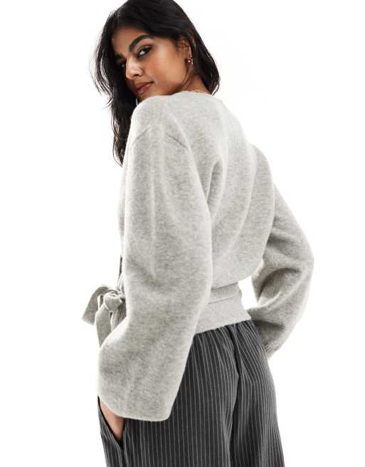 Other Stories wrap cardigan in light grey ASOS