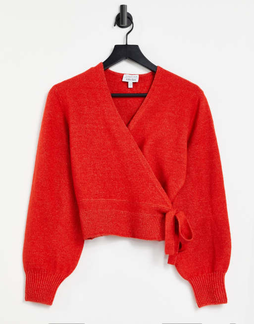 Red wrap sale sweater