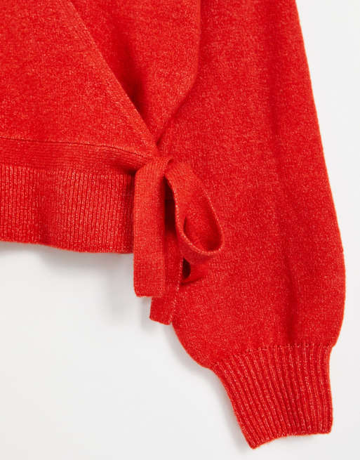 Red store wrap sweater