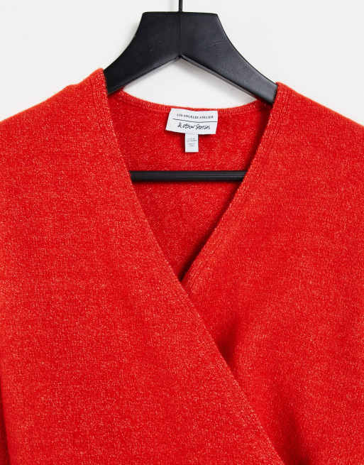 Red store wrap sweater