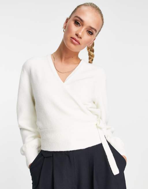 White wrap cardigan top