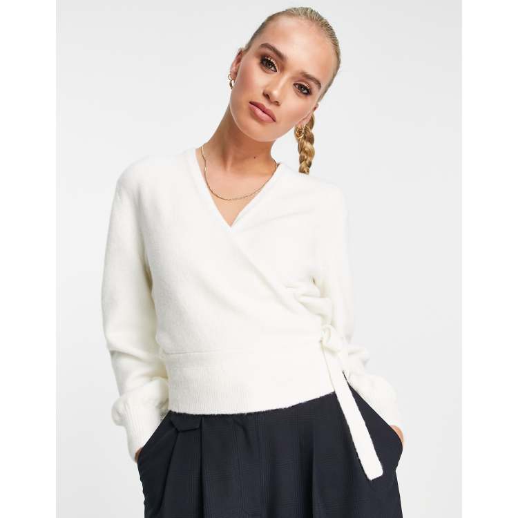 White wrap cheap sweater women's