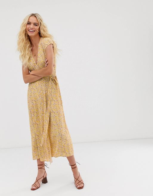 Other Stories wrap dress in yellow floral print ASOS