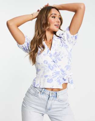 & Other Stories wrap front blouse in vintage toile print - ASOS Price Checker