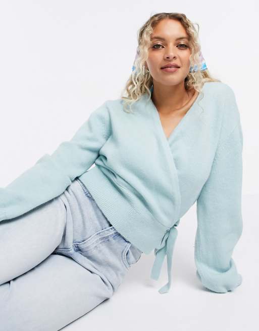 Light blue outlet wrap sweater