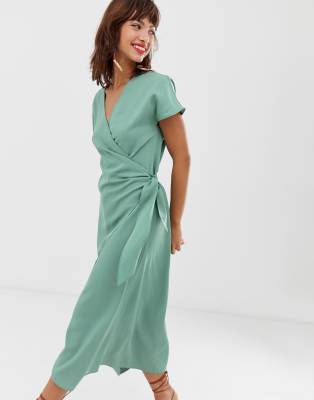 sage green wrap dress