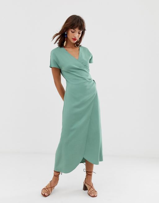 Other stories green wrap sale dress