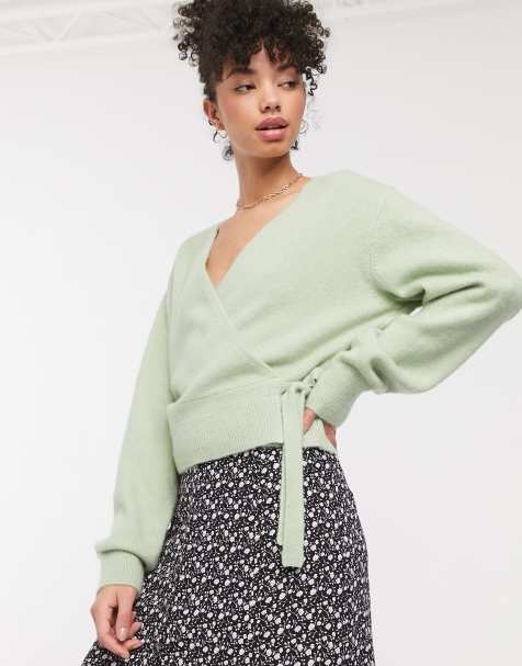 & Other Stories wrap jumper in sage green