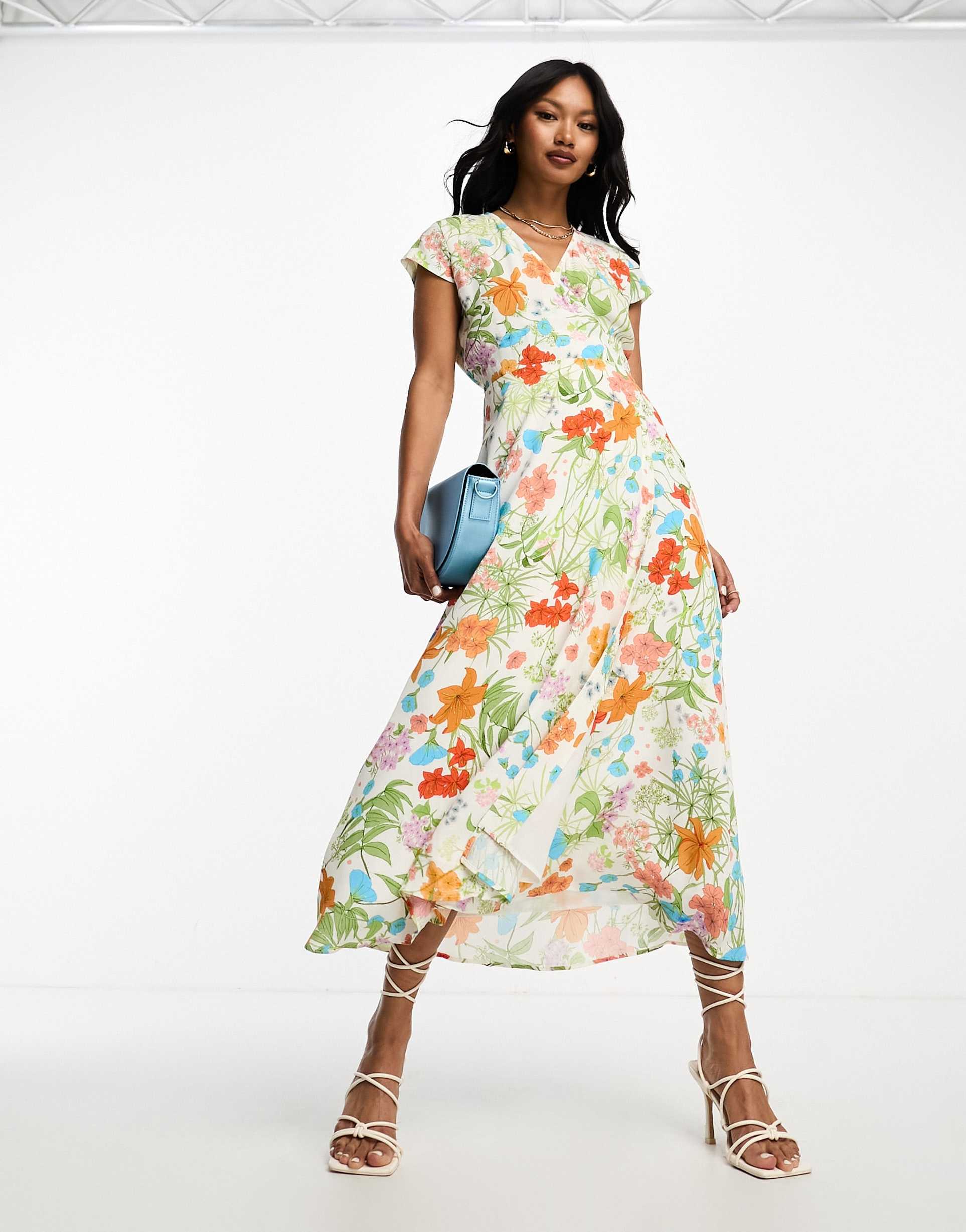 & other stories wrap maxi dress in multi floral print