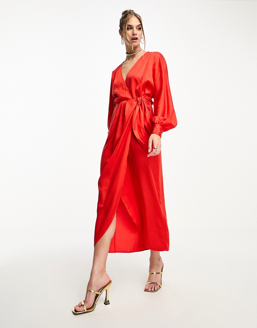 & Other Stories wrap midaxi dress in red