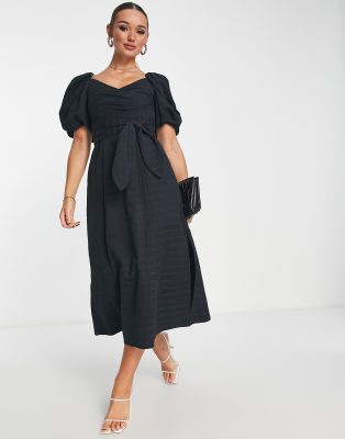 & Other Stories wrap midi dress in black