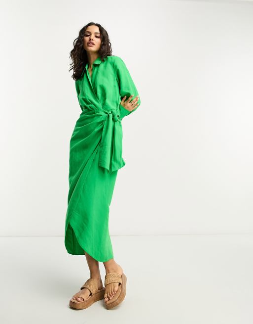 Other stories green wrap sale dress