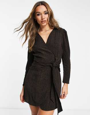 & Other Stories wrap mini dress in black and brown animal print