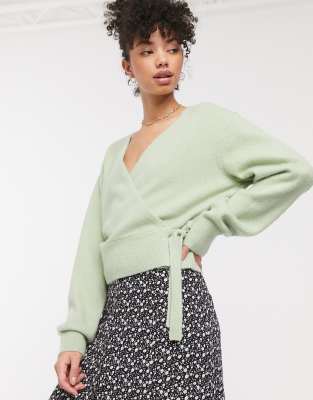 green wrap sweater