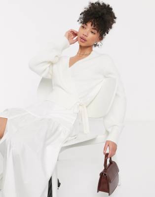 white wrap sweater