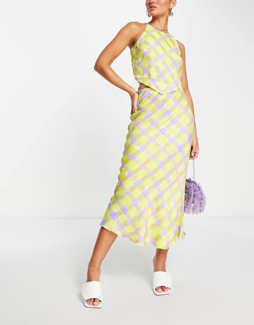 & Other Stories wrap waist midi skirt in yellow check print (part of a set)